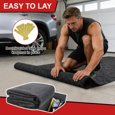 Heavy Duty Garage Floor Mat For Under Car 17 Foot By 7.45 Foot Waterproof Absorbent Oil Spill Protector With Non Slip Backing