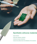 Polishing Bit Set For Rotary Tool, 0.23 Inch Dia Silicone Pointed Buffing Wheel Kit displayed with green carved jade