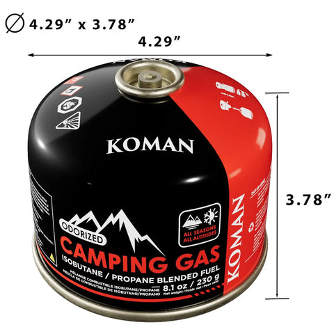 Isobutane Camping Stove Fuel Canister 230 Gram Butane Propane Blend Lightweight Gas Canister For Backpacking 4 Pack