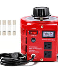 Power Up With a 2000VA Variable Transformer Voltage Regulator Converter, 20 Amp Capacity, 110V In, 0-130V Out, red design with fuses