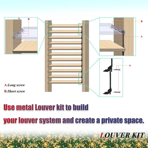 Durable Steel Decorative Fence Louver System For DIY Projects, Rust Resistant Powder Coat Hardware Kit For Blinds And Shutters, Louver Pergola Kit Holds Up To 11 Boards, 48 Inches, Perfect For Gardens, Patios, And Outdoor Living Spaces