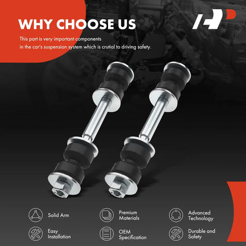 Front Sway Bar Link Stabilizer For Classic GM Rides And SUVs Including Buick Century Electra LeSabre Skylark Estate Wagon Riviera Roadmaster Skyhawk Somerset Regal Cadillac DeVille Fleetwood Seville Cimarron Brougham Bel Air Astro Beretta And More, pair