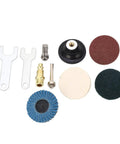 High Octane Right Angle Air Die Grinder With 20000 RPM Speed Built In Regulator And Tungsten Steel Motor For Heavy Duty Grinding Polishing Deburring Fits 1/4 And 1/8 Chucks includes various grinding and polishing accessories.