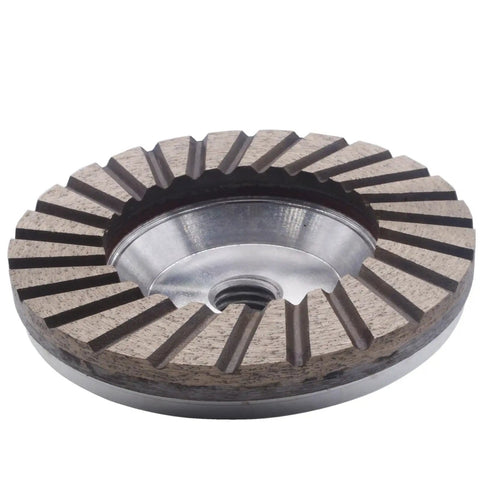 4 Inch Aluminum Turbo Diamond Grinding Cup Wheel For Granite And Concrete, 5/8-11 Thread, Fine Grit 80/100, beefy pro grade