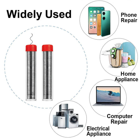 3 Pack Solder Wire 0.6mm 27g 63 37 Tin Lead Rosin Core For Electronics Soldering And Repairs with application icons
