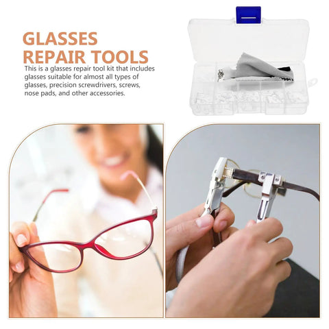 99 Piece Eyeglass Repair Kit With Screws And Mini Screwdriver Portable Glasses Nose Pad Replacement Set For Sunglasses