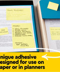 Canary Yellow Sticky Notes 3x3 Inch Set, 18 Pads With 100 Sheets Each, shown on documents and planner for notes.