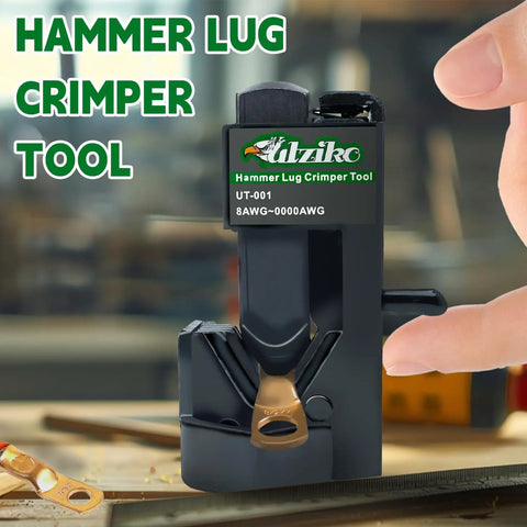 Beefy Hammer Lug Crimp Tool For 8 AWG To 0000 AWG Battery And Welding Cables with easy grip handles and durable design