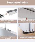 Easy installation steps for Heavy Duty 48 Inch Aluminum Bypass Sliding Closet Door Hardware Kit With Finger Pull