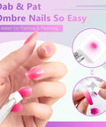 Applying 24 Color Hema Free Solid Gel Nail Polish Kit With Ombre Gel Polish and Pat Paint Gel in blush pink on nails.