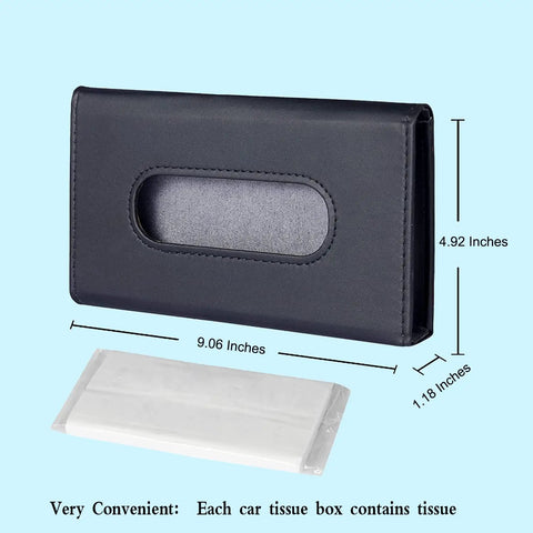 Two Pack Car Tissue Holder Sun Visor Napkin Holder In Premium PU Leather Black And Beige With Tissue Refill Universal Fit