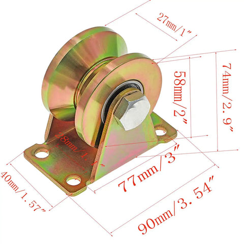 Tough As Nails Two Inch V Groove Caster Wheels For Inverted V Track Sliding Gates Heavy Duty Rigid Industrial Rollers with steel bearings.