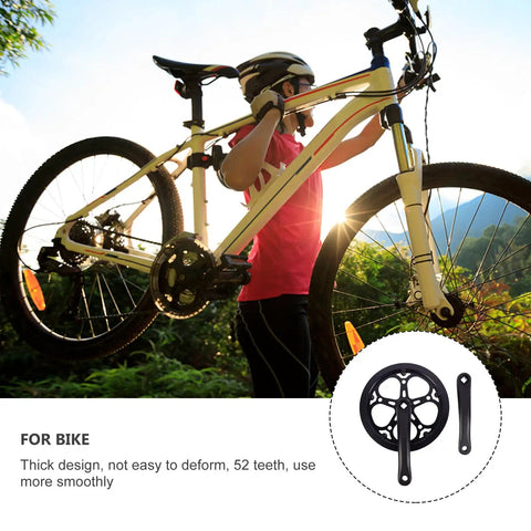 Cyclist outdoors with bike and 52T 170mm Crank Arm For Single Speed Road Bike Fixie Replacement Crankset.