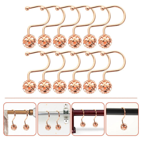 Rose Gold Shower Curtain Hooks 12 Pack Half Round Metal Hangers For Bathroom Rods Glide Smoothly And Look Sharp Decorative Curtain Hooks