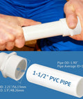 Two Pack One And A Half Inch PVC Male Thread Fittings With Slip Socket Two Way Pipe Couplers For Schedule Forty PVC White