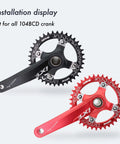 104Mm BCD Round Oval Bike Chainring 30T 32T 34T 36T 38T 40T 42T Narrow Wide Aluminum 7075 Lightweight CNC Machined black red