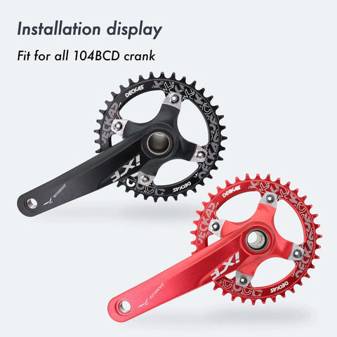 104Mm BCD Round Oval Bike Chainring 30T 32T 34T 36T 38T 40T 42T Narrow Wide Aluminum 7075 Lightweight CNC Machined black red