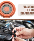 PCV oil separator diaphragm, red rubber; compatible with Volvo C30/S40/C70; close-up view