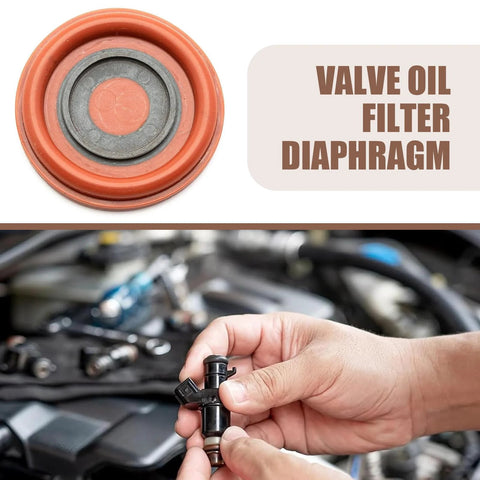 PCV oil separator diaphragm, red rubber; compatible with Volvo C30/S40/C70; close-up view