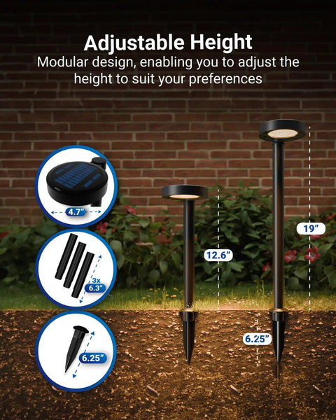 Two Watt Solar LED Pathway Light For Outdoor Walkways And Gardens 120 Lumen Lit Ambient Glow 2700K Soft White Dimmable