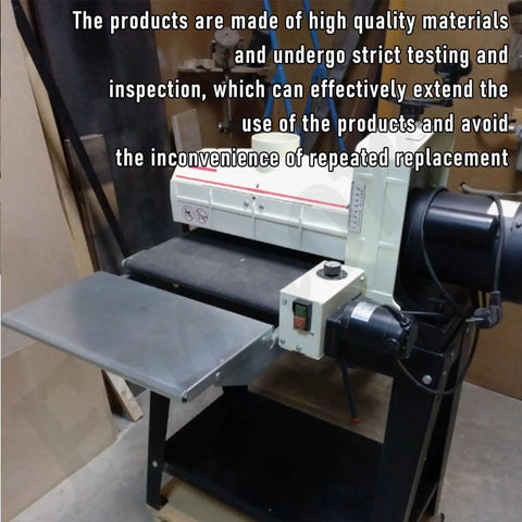 Replacement Drum Sander Feed Belt Conveyor Measuring Sixteen And A Quarter Inch Wide And Forty Three And A Half Inch Circumference Fits Jet And Performax 16 32 Plus Drum Sanders Includes All Shown Accessories For Quick Plug And Play displayed with drum sander machine