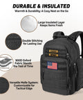 Military Style Dad Diaper Backpack with Changing Pad for Travel and Camping Trips Large Black Baby Bag with Rugged 900D Oxford Fabric