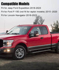 Side view of a red Ford F-150 truck, compatible model for Wheel Speed Sensor Fits Ford F 150 2015 2020 Expedition 2018 2023 Lincoln Navigator 2018 2023 Replacement JL3Z 2C204 D FL3Z 2C204 A Plug And Play Real Time Speed Data Sensor