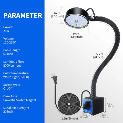 Hella Bright 2000 Lumen Magnetic Work Light With Flexible Arm And Rock Solid Base For Lathes Workbenches And Heavy Duty Premium Industrial Workshops In Black