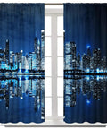 New York Night City Skyline 3D Neon Curtains Set For Bedrooms And Living Rooms, Blackout Window Drapes With Thermal Insulation