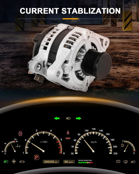 Drop In Alternator Replacement For Lexus ES350 RX350 Avalon Highlander Venza 2005-2016 27060-31110 image with dashboard background