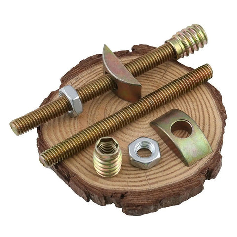 All In One Furniture Connector Kit With Eccentric Wheel Nuts And M8 Screws Precise Lock Joint Hardware For Bed And Cabinet Assembly Easy Install 5 Piece Set 8x70mm on wood display