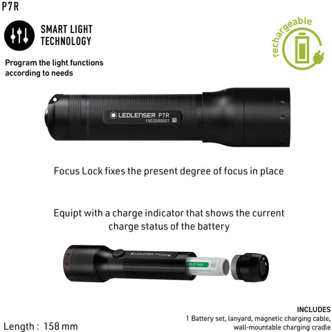 P7R Signature Aluminum Beast Flashlight With 1000 Lumens Beam 210 Meter Range IPX4 Water Resistant Non UV LED Smart Light Modes