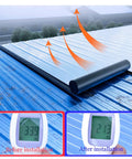 Battle Ready Aluminum Roof Repair Tape Heavy Duty Self Adhesive Waterproof Shingle Sealant Strip applied on roof surface, showing temperature change.