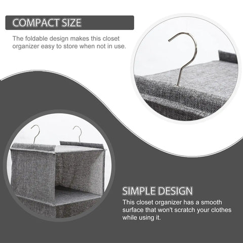 Three Tier Hanging Wardrobe Organizer With Slick Foldable Linen Fabric And Heavy Duty Hooks For Ultimate Closet Space Saving and Dorm Game Changer Essentials in compact size