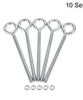 M6x90mm Eye Hooks Screws Kit 10 Pcs Carbon Steel Hanger Eyelets With Hex Nuts For Metal And Wood Hooks 14mm Eye Internal Diameter 89mm Thread Length White Zinc Plated Heavy Duty Gear Set, 10 set