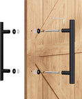 Matte Black Door Pull Handle Set For Glass And Wood Doors, 18 Inch, Double-Sided H-Type Grip With Smooth Round Tubes, Easy Push Or Pull, Perfect For Sliding Barn Doors, Shower Doors, Pantry Doors, Closets And Office Doors installed on wood door