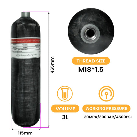 Beefy 3L 4500Psi Carbon Fiber Air Tank For PCP Air Rifles And Scuba Gear With Regulator Valve M18 Thread Empty Bottle