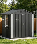 Outdoor Storage Shed With Window Lockable Garden Toolhouse For Backyard Use Ventilated Weather Resistant Durable Galvanized Steel Panels Built To Withstand Rain Wind And Snow Light Grey 6X4FT Backyard Workhorse shown in garden setting