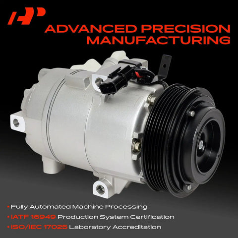 Top Notch AC Compressor With Clutch Fits Cadillac Escalade Models 2021 Through 2024 3.0L And 6.2L Engines four groove design close-up view.