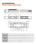 Technical diagram of a Belt Drive CNC Linear Motion Stage with Nema 34 Motor, 600 mm Stroke, showcasing dimensions and specifications.