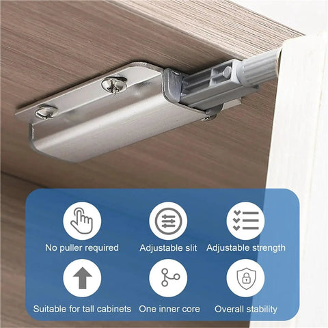 Heavy Duty Magnetic Push Latch Set 2 Pack Metal Cabinet Door Catch For Kitchen Wardrobe Push To Open Magnet System Aluminum Alloy Build