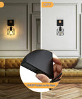 Black Wall Sconce Set With On Off Switch Dimmable Cage Wall Mount Light Fixture Industrial Farmhouse Lighting Pack Of 2 Vintage Cage Shade Lamp For Living Room Or Bedroom with lighting demonstration.