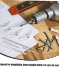 Heavy Duty Toggle Bolts And Wing Nut Kit For Drywall And Hollow Doors, 32 Piece Anchors And Screws Set With Reliable Butterfly Expansion For Hanging Heavy Items., drill, screws, and anchors on wood