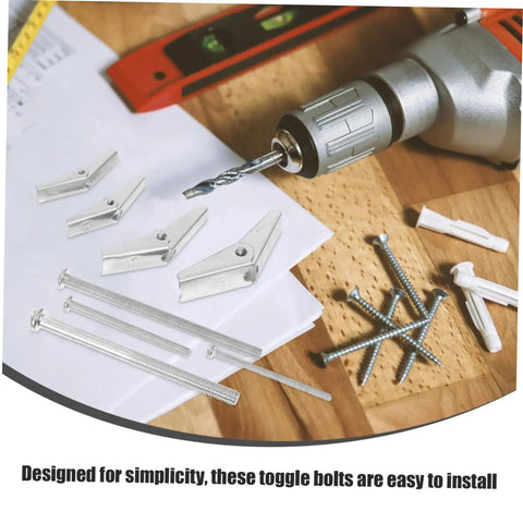Heavy Duty Toggle Bolts And Wing Nut Kit For Drywall And Hollow Doors, 32 Piece Anchors And Screws Set With Reliable Butterfly Expansion For Hanging Heavy Items., drill, screws, and anchors on wood