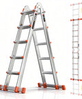 Telescoping A Frame Ladder 17 Ft With Anti Slip Feet, Multi Position Extension Ladder, Dual Stabilizer Bars For 8 Point Ground Contact, Secure Locking And Smooth Retraction For Stable Wobble Free High Reach Tasks, aluminum A-frame
