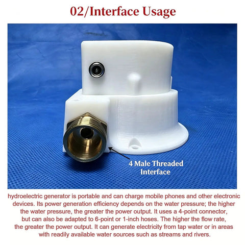 Off Grid 50W Micro Hydro Generator With Brushless Permanent Magnet Turbine interface detail showing male threaded design