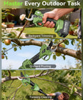 Cordless 2-In-1 Electric Pruning Shears With Extension Pole No Ladder Needed Reach from handheld to 15 ft for tree trimming.