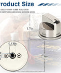 Dimensions and side view of Upgraded LG Gas Stove Knob Set 4 Pack With 1 Boiling Control Knob Replacement for LG LRG30357ST.