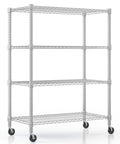 Dang Solid Four Tier Heavy Duty Metal Wire Shelving Unit With Ready To Roll Casters And Super Adjustable Heights For Garage Workshop And Home Tool Storage Rack, metal wire shelving unit with rolling casters.