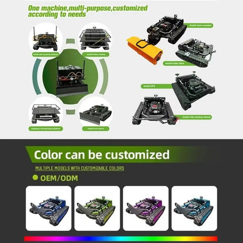 Remote Controlled Lawn Mower For Slopes And Rough Terrain, Heavy Duty Tracked Grass Cutter For Farms, multiple color options